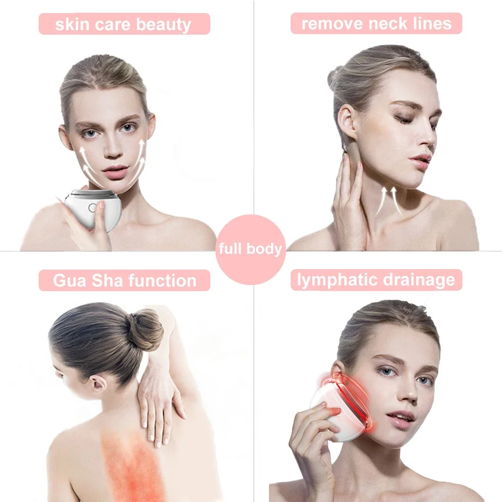 Electric Gua Sha Board Stone Facial Tool LED Facial Massage Scraping Tool Heating and Vibration Massager for Neck Back Body Legs