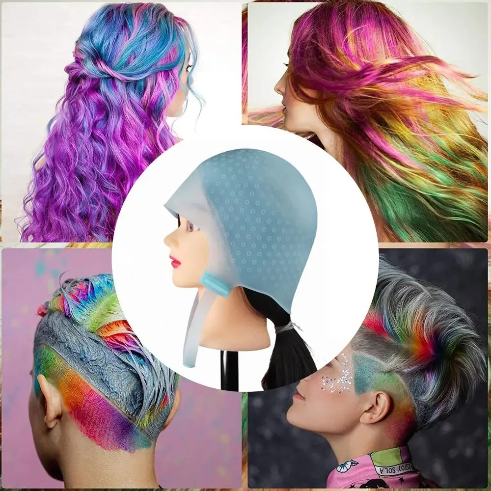 Nuovo Cappello Professionale per Colorazione Capelli da Salone, Cappello in Silicone con Gancio per Tintura e Mèches, Strumenti per lo Styling dei Capelli - immagine 2