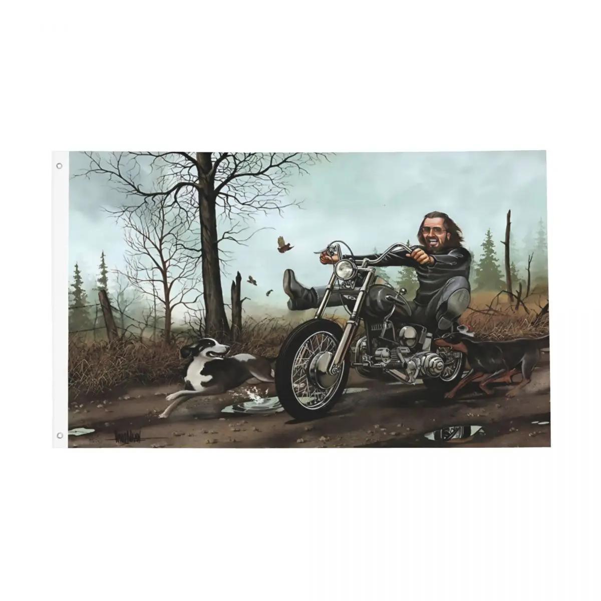 Easy Rider Davids Flag Durable Outdoor Banner Vintage Big Red Motorcycle 2 Grommets Home Room Dorm Wall Decor