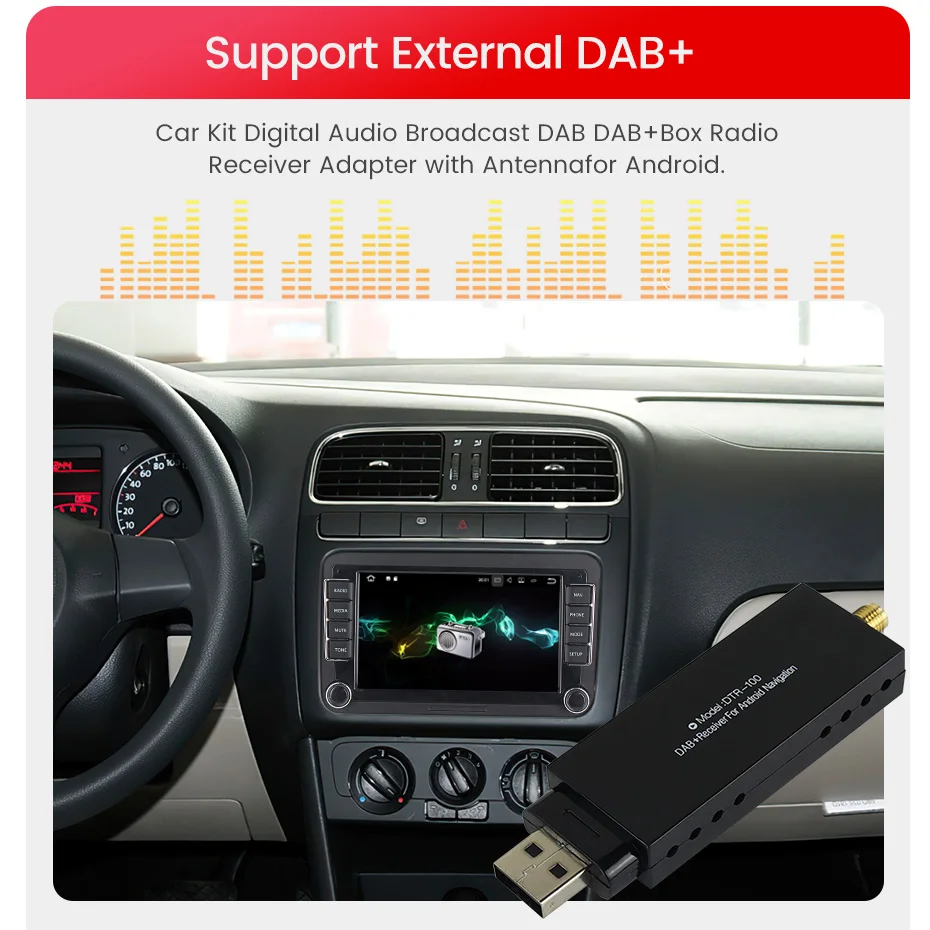 DAB + Antenna with USB Adapter Receiver Android Car Stereo Player Car GPS Receiver DAB+ Signal For Universal