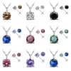 Good Quality 925 Sterling Silver Color Jewelry Sets for Woman Classic Claw Setting Cubic Zirconia Stud Earring Pendant Necklace