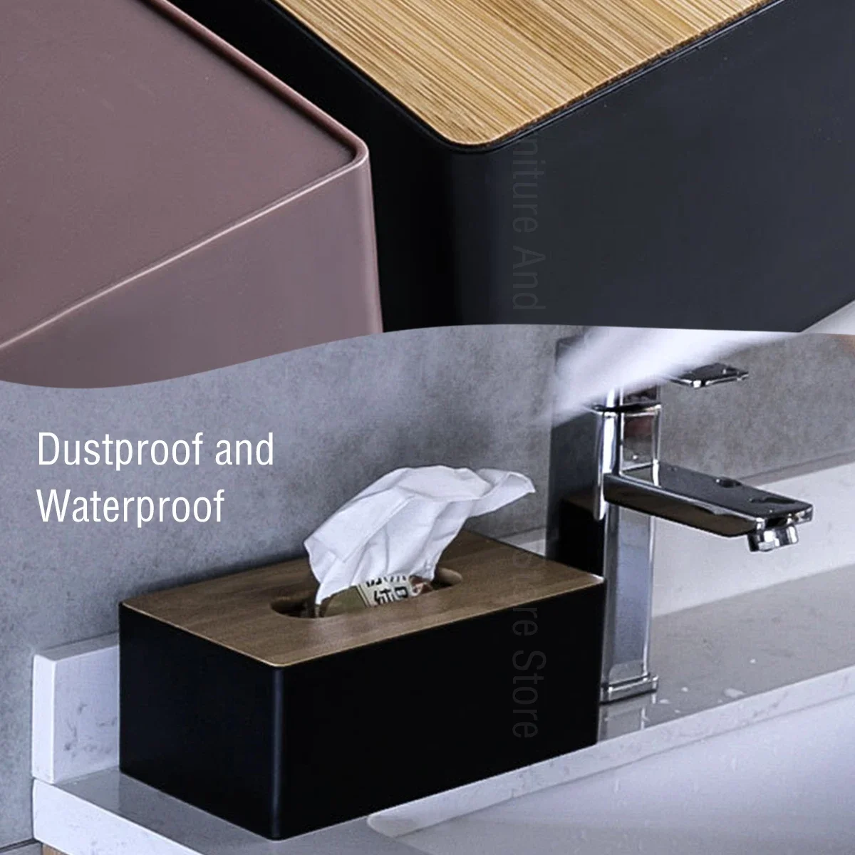 Tissue Box Table Napkin Rings Tissue case Paper Box Container Bamboo Cover Solid Wood Storage Home Table Decoration