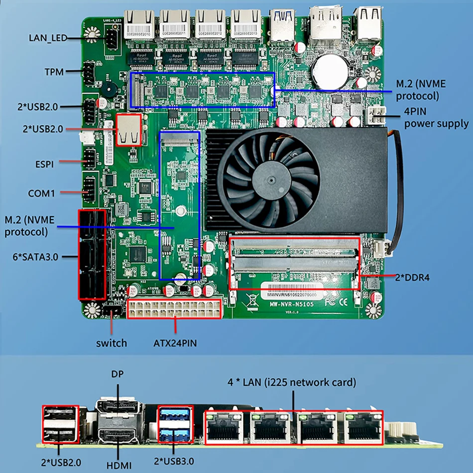  NAS ,  μ, 4 ھ, 4 , 4x2.5G, i225 Ʈũ, 2 M.2 , 6x SATA DP HD, N5105