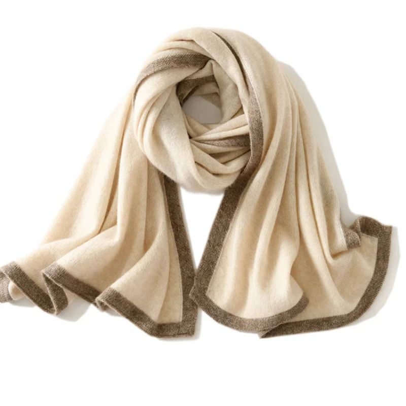 New cashmere men's and women's knitted scarves fall/winter soft color matching casual warm color contrast scarf.