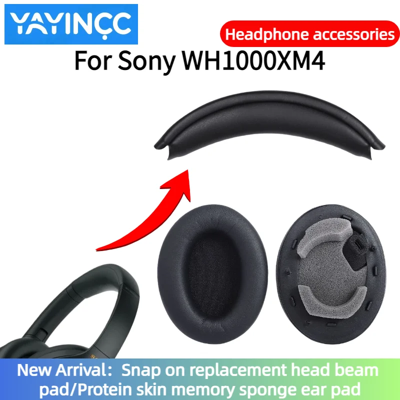 YAYINCC Ersatz-Ohrpolster zum Aufstecken/Protein-Skin-Memory-Schaumstoff-Ohrpolster für Sony WH-1000XM4 Headset Einfach zu installieren