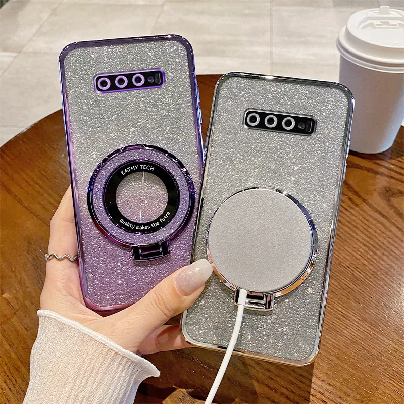 Luxury Glitter Bling Plating Protective Phone Case with Soft Bumper and Stand Function
