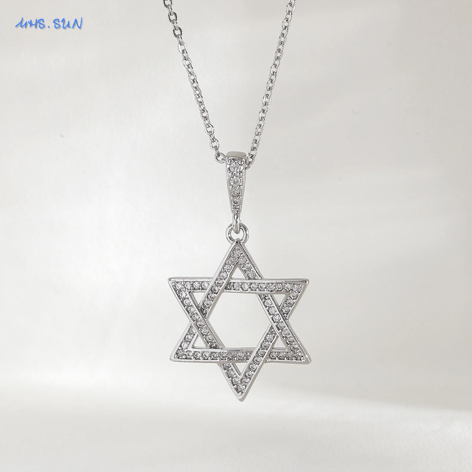 MHS.SUN Luxury Star of David Necklaces for Women Men Fashion Hollow Hexagonal Star Pendant Chain Necklace Judaica Jewish Jewelry - Image 4