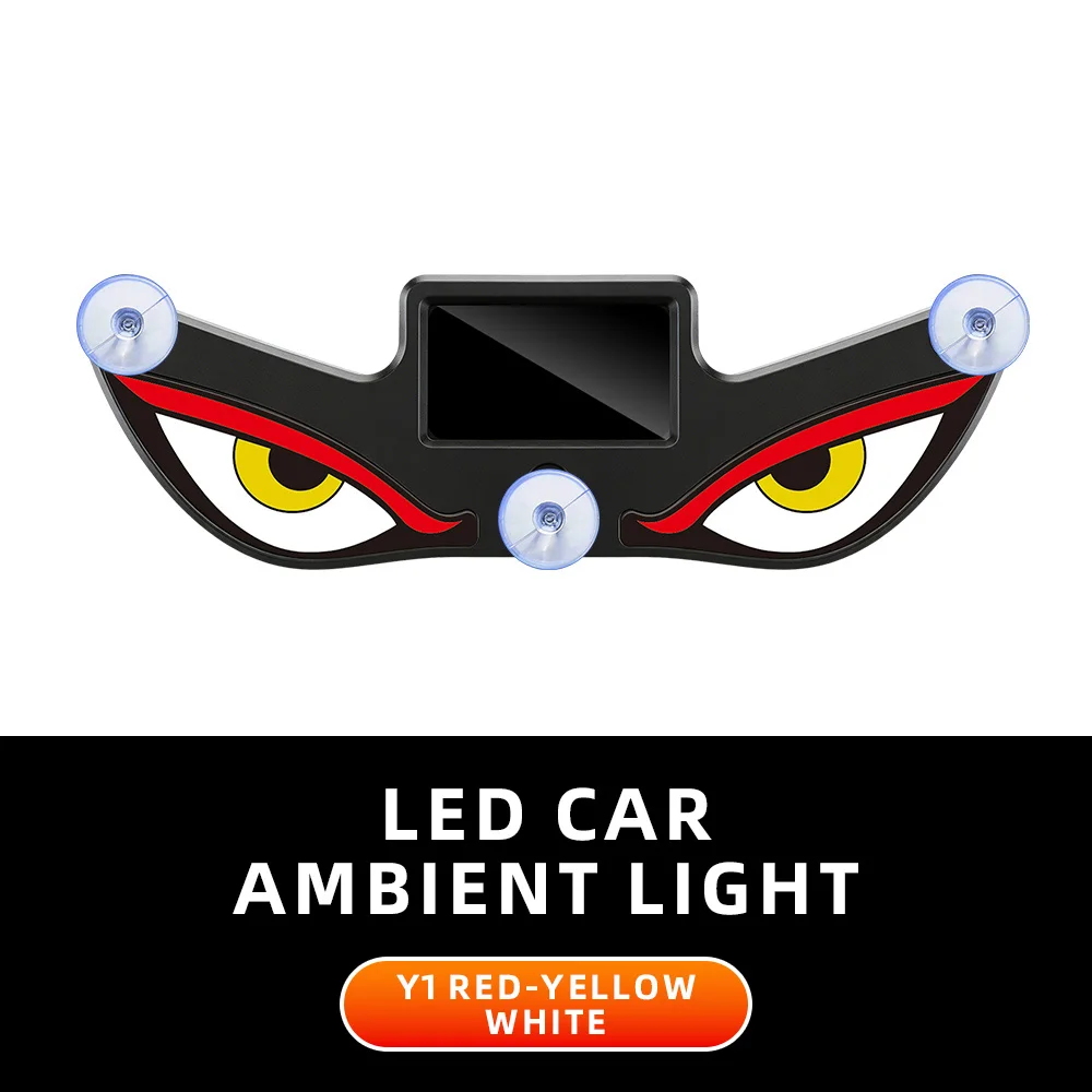 Luz Neon Solar para Carro Sem Fio, Lâmpada LED Ambiente Olho de Demônio com Ventosa, Recarregável USB, Lâmpada de Atmosfera com Efeito de Respiração