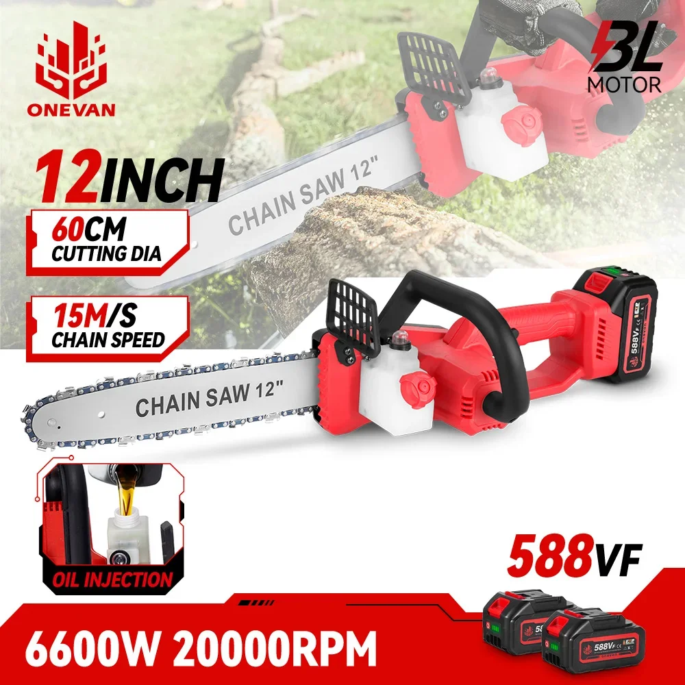 

12 Inch Brushless Electric Chainsaw 6600W Cordless Battery Chainsaw Pruning Saw Woodworking Power Tool For Makita 18V Battery