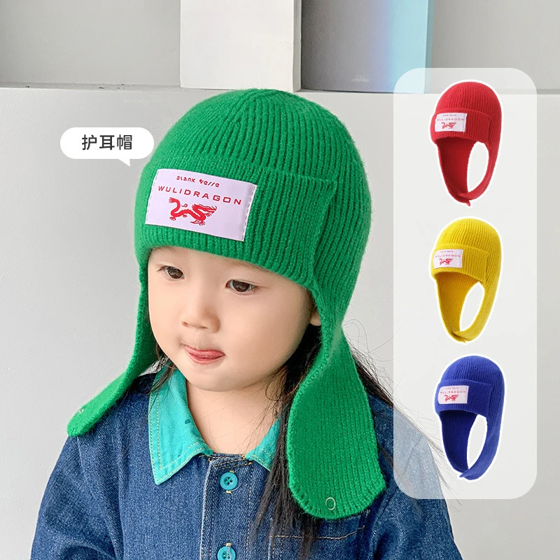 

New Winter Knitted Baby Hat Autumn Boys Girls Caps Beanies for Women Men Unisex Warm Outdoor Solid Beanies with Ear Cover