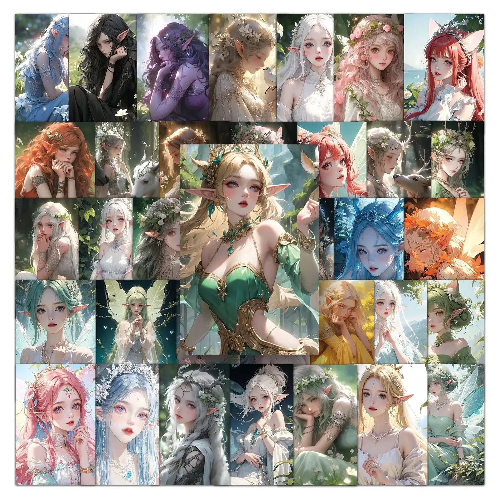 

50pcs Beautiful Elegant Elf Girl Series Graffiti Stickers Suitable for Desktop Wall Room Decoration DIY Sticker Pack Wholesale