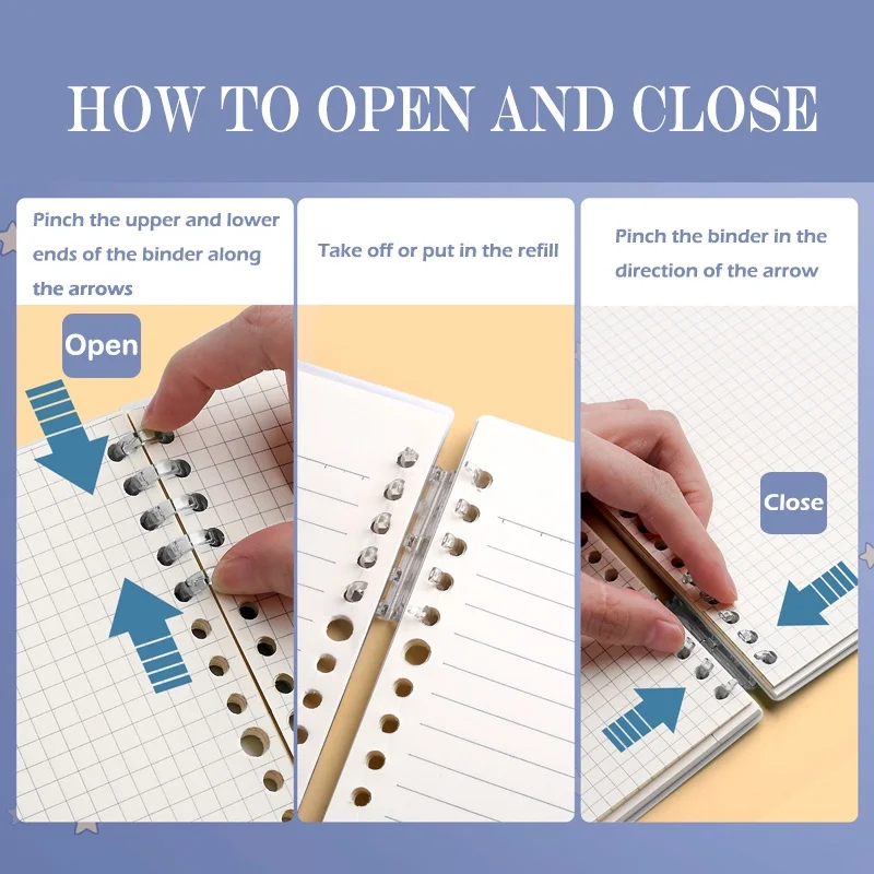 Plastic Binding Rings 10pcs Loose Leaf 5 Holes Plastic Ring A5/B5 Binder Notebooks Stationery