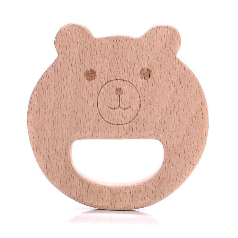 Teething Toys Baby Teething Toys 3/4/5Pcs/Lot Wooden Beech Teething Cute Cartoon Animal Shaped Teether Pacifier Chain