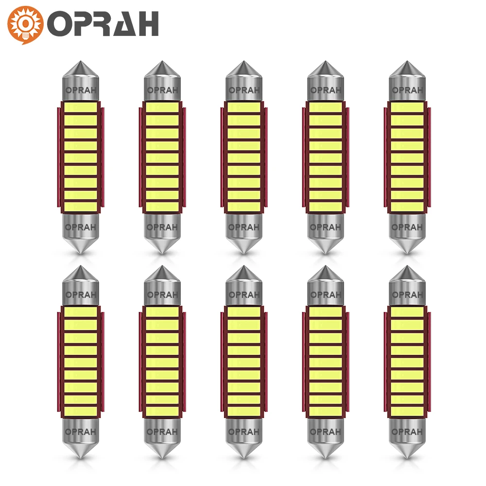 

10Pcs C10W C5W LED Canbus Festoon 31mm 36mm 39mm 41mm 7020SMD For Car Bulb Interior Dome Reading Light License Plate Lamps White