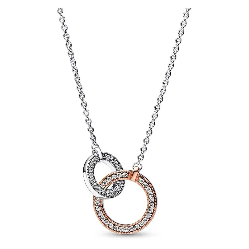 2023 Women's Popular 925 Silver Pav é Dense Two tone Twisted Ring Sign Dragon Necklace Light Luxury DIY Charm Jewelry