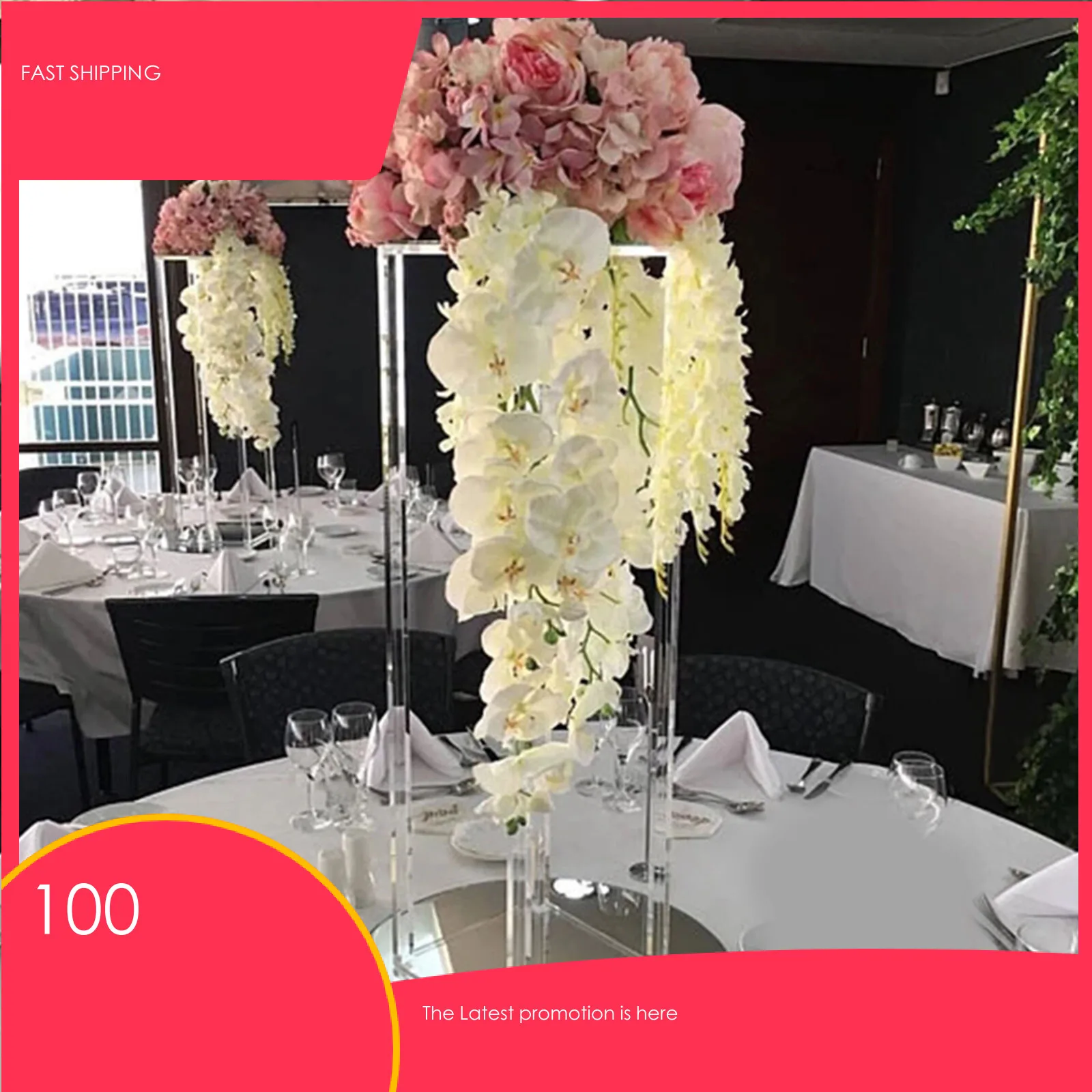 

Acrylic Flower Vase 10 Pack Clear Centerpiece Stand For Wedding Reception Table Decoration Display Rack Floral
