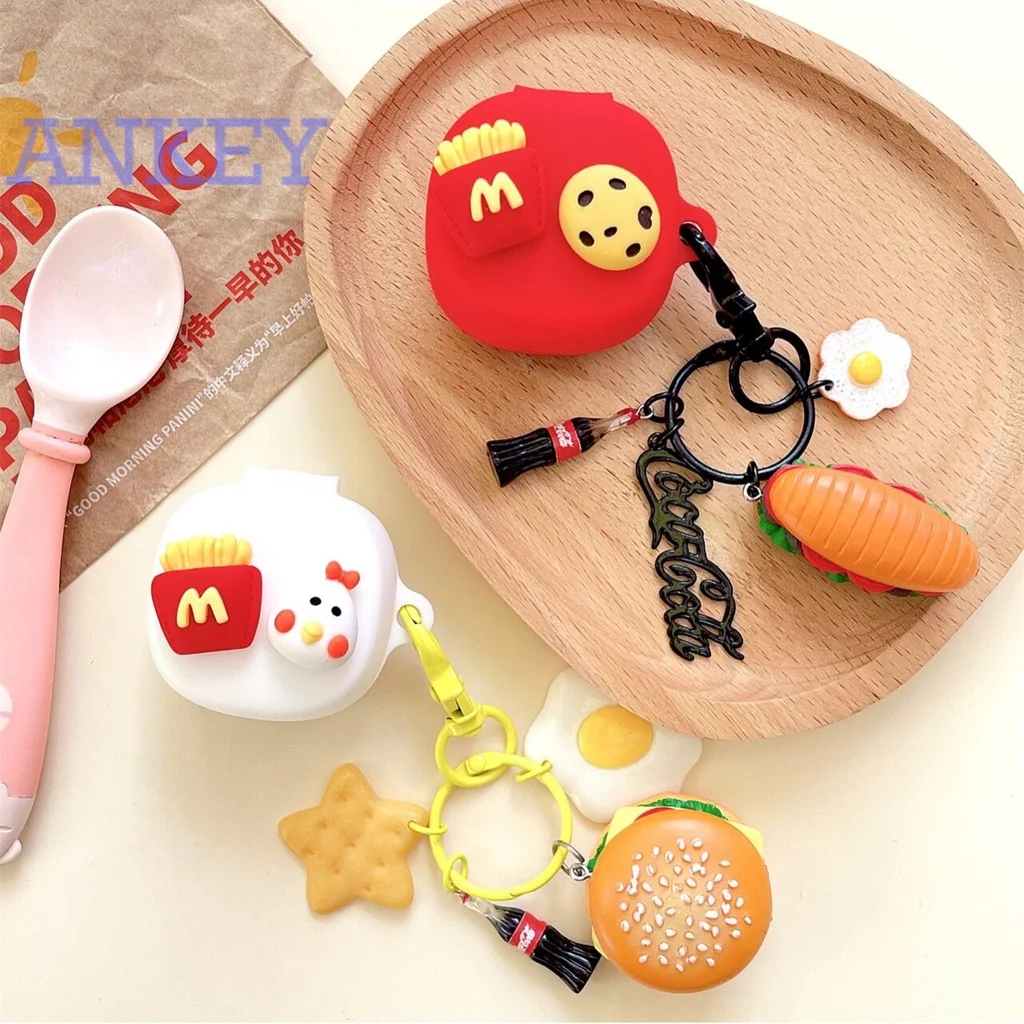 Чехол для Baseus WM01 / WM02 / WM02 + / WM01 Plus Беспроводная Bluetooth-гарнитура силиконовая WM01Plus мягкая оболочка мультфильм гамбургер хот-дог