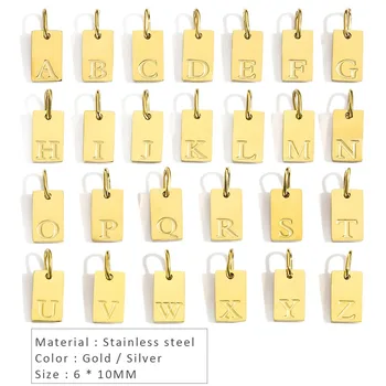 10PCS Alphabet Charm Pendant for Necklaces Stainless Steel Jewelry DIY Engraved Lettering Accessories Women's Fashion Jewelry 2