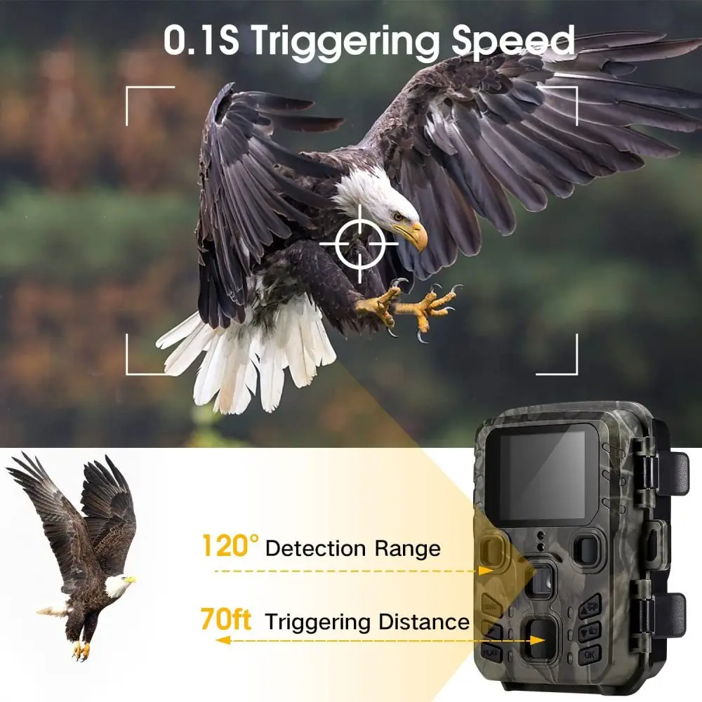 Outdoor Wildlife Camera 24MP Trail Camera Infrared Night Vision 0.3S Motion Activated Waterproof Trap Nature Wildlife Scouting