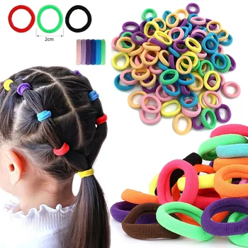 20/50/100pcs 2cm Hair Bands Colorful Elastic Hair Bands Nylon Girls Hair Accessories for Kids Ponytail Holder Headband Women 1