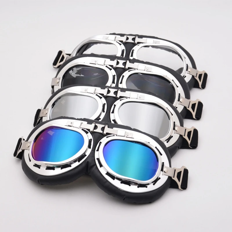 Windproof Retro Motorcycle Goggles Glasses Vintage Moto Classic Goggles for Pilot Style Steampunk ATV Bike Copper Helmet 5