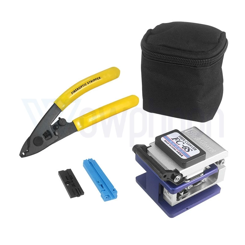 

Customized Fiber FTTH Tool Kit, Fiber Cleaver, 2 Port Stripper, Fiber Length Setter, Fixed Fixture and Bag, 5 PCs/Set