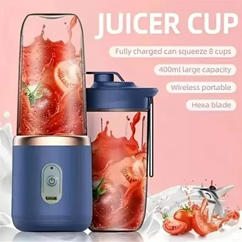 Electric Portable Blender Bottle with 6 Blades Multifunctional Fresh Juice Smoothie Maker Ice Crush Cup Food Processor for Home