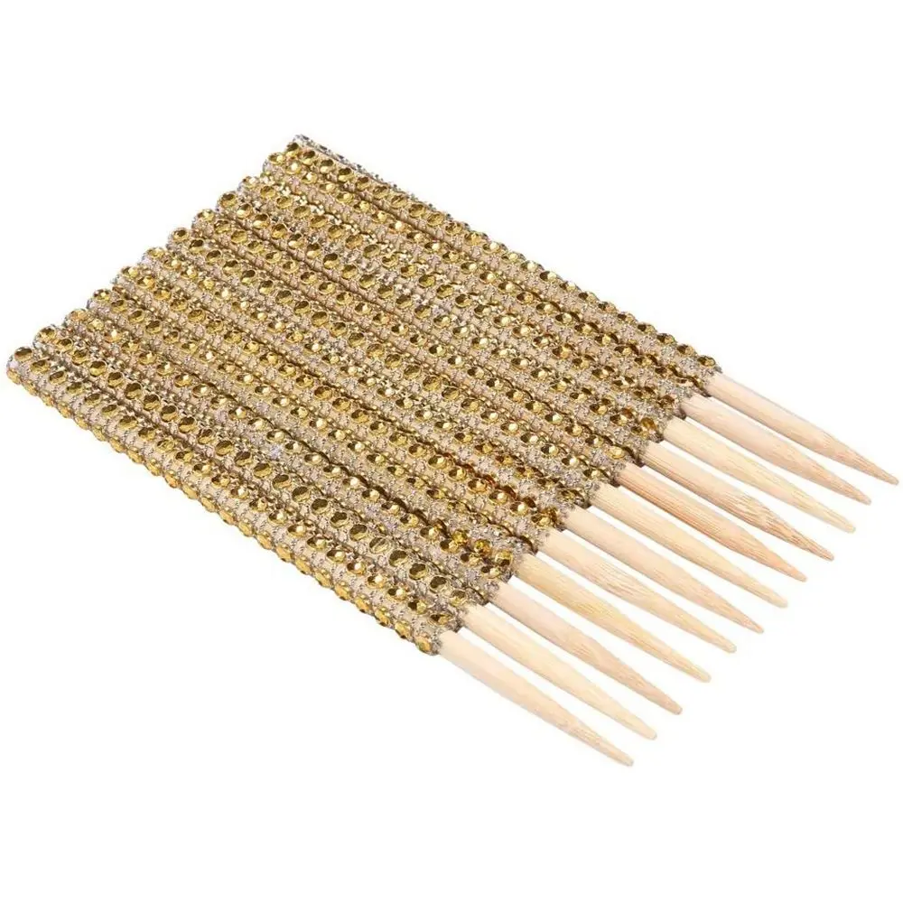 

48 pcs Golden Bling Sticks for Candy Apples Fashion 6 Inches Bamboo Decorative Flash Apple Stick Bamboo Decoration Kitchen