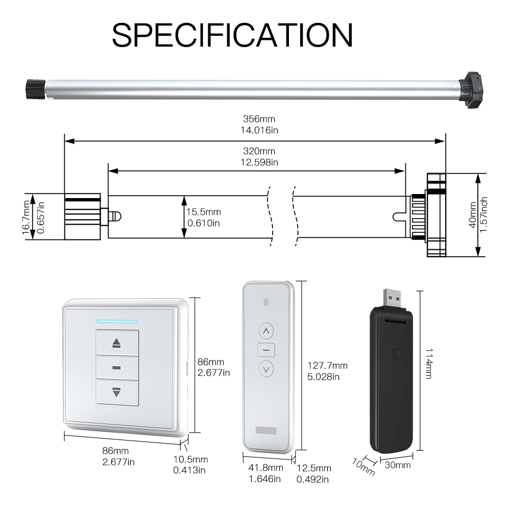para 17mm, 25mm Tube, motorizado sombra cega elétrica, RF433, AM15, Novo