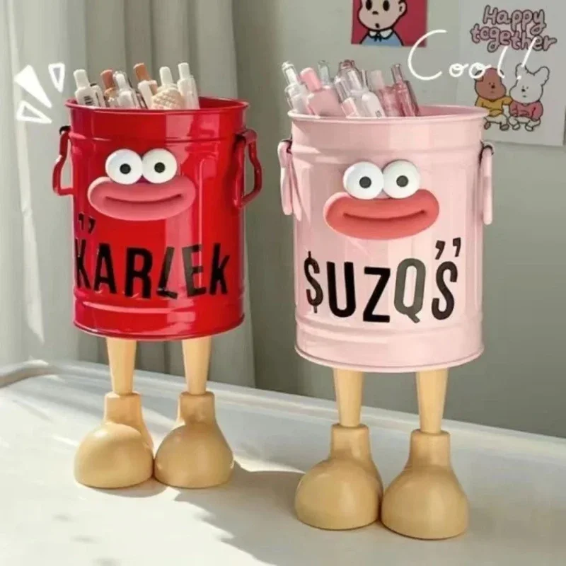 1 Pc cartoon pen holder, simple storage holder, for office storage, desk storage, home study storage (random letter stickers) 1