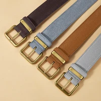 Luxury Suede Cowhide Leather Belt for Women, Vintage Style with Gold Buckle, 3.5cm Wide Waistband for Dresses & Jeans - Image 6