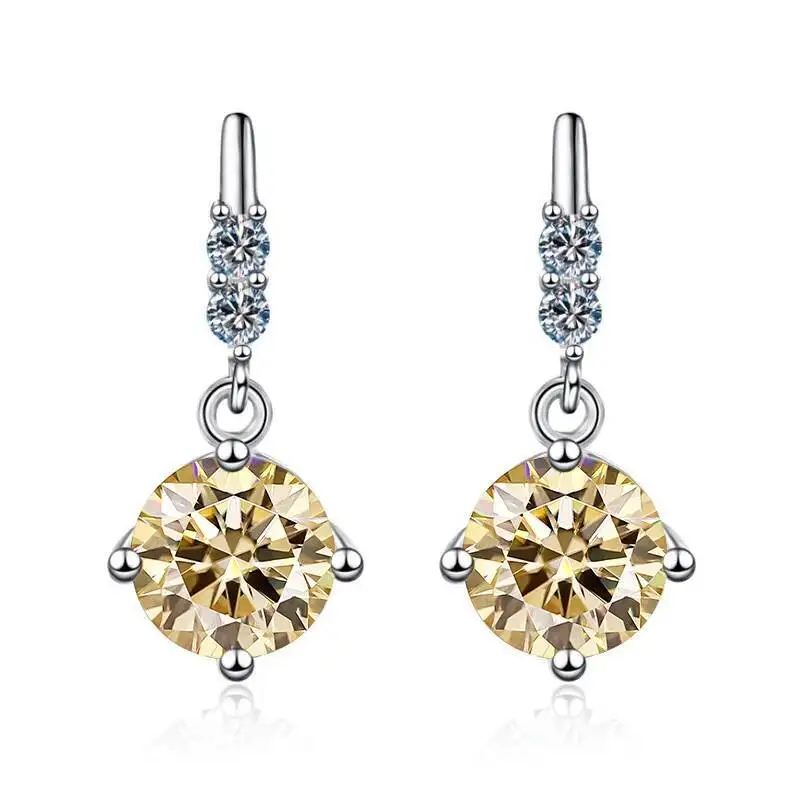1 Karat 2CT runde Moissanit-Ohrringe für Damen, 925er Sterlingsilber, luxuriöser edler Schmuck, bestehen den Diamanttester – Detail 11