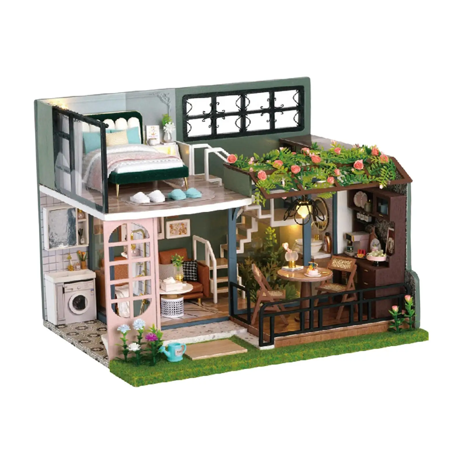 

Unfinished Miniature Dollhouse DIY Kit Dollhouse Model Building Kit Miniaturas Toy for Living Room Shelf Decoration Collection