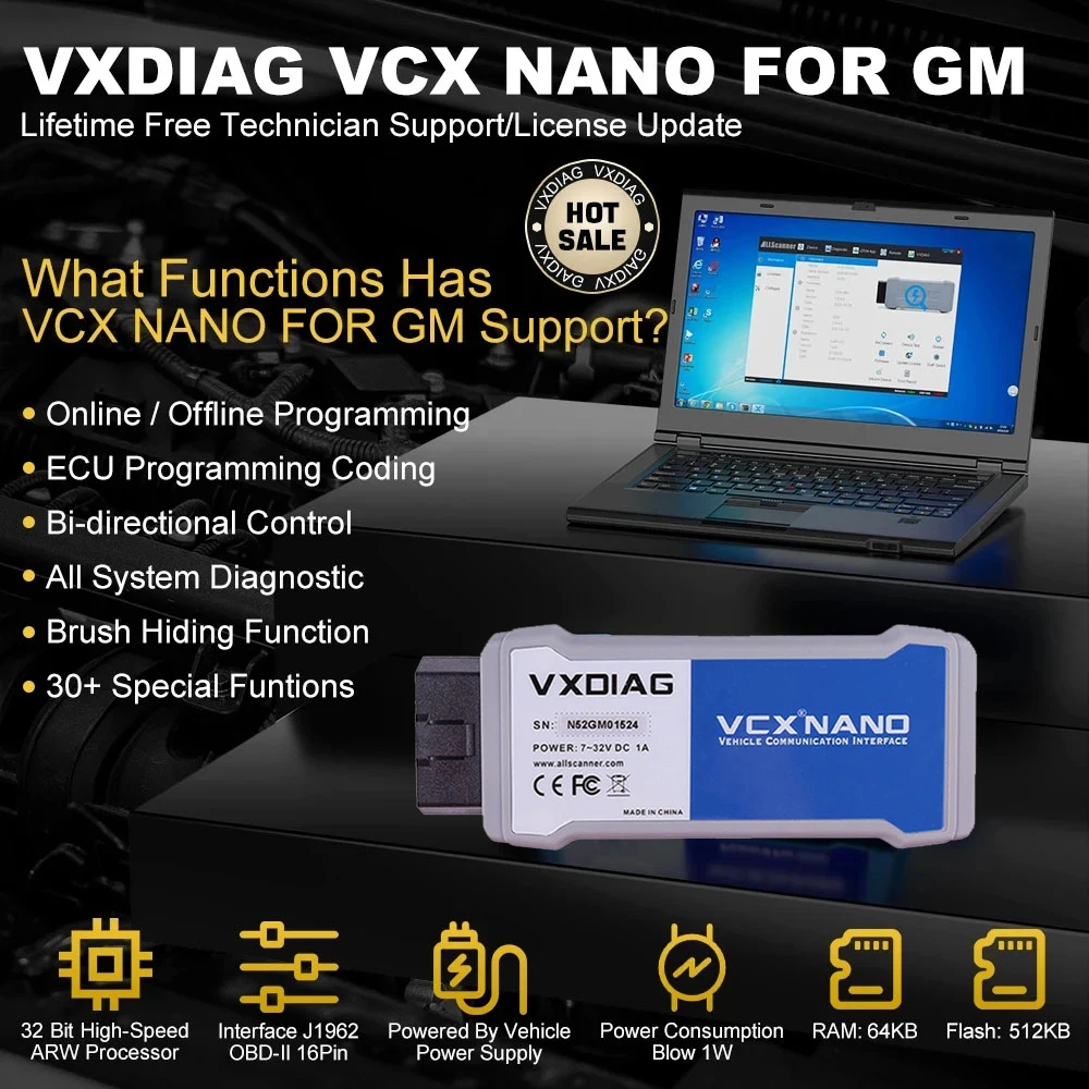 VXDIAG VCX NANO Hot Version NX600 For GM All System Active Test OBD2 Diagnostics Tool For opel Best Price With 36+ Reset Service