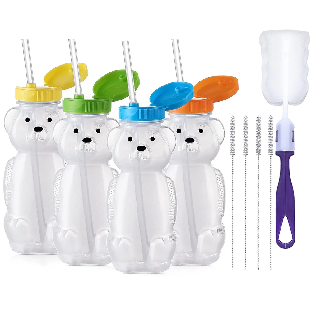 Honey Bear Straw Cups for Babies Food Grade BPA Free 4 Flexible Straws 8 OZ Sippy Bottles 4Pcs water bottle sports water bottle sports bottle