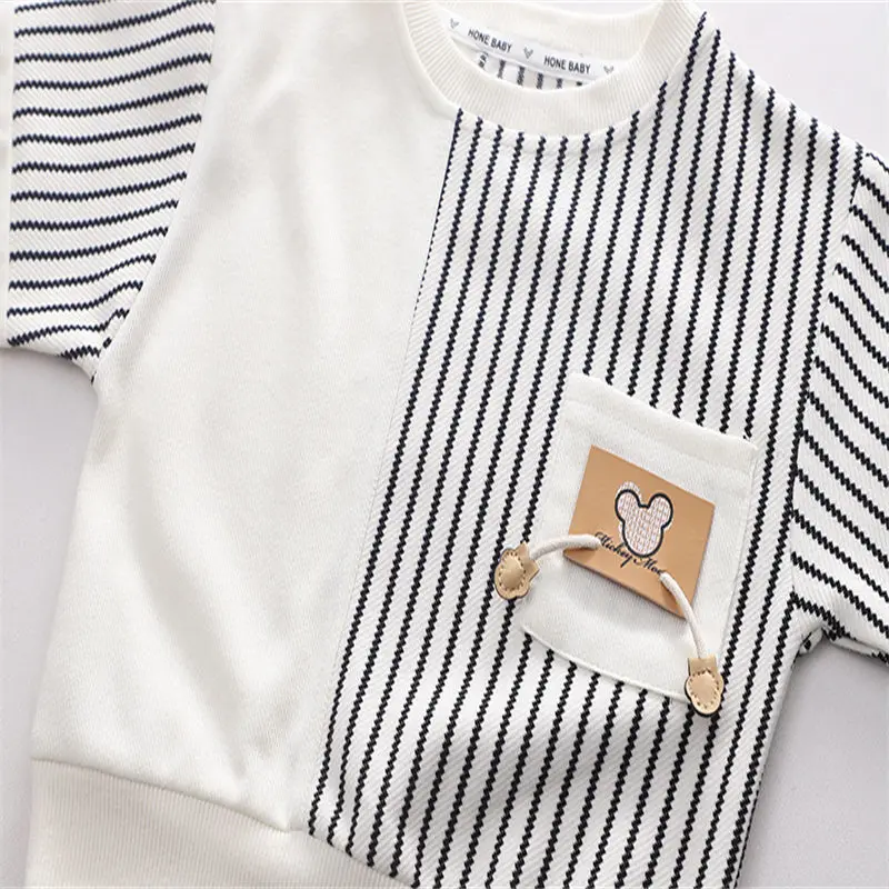 Sweatshirts Cute Girls Printe T-shirt Baby Boys Hoodies Toddler Kids Cartoon StriPS Round Neck Long Sleeves Hoodies 5