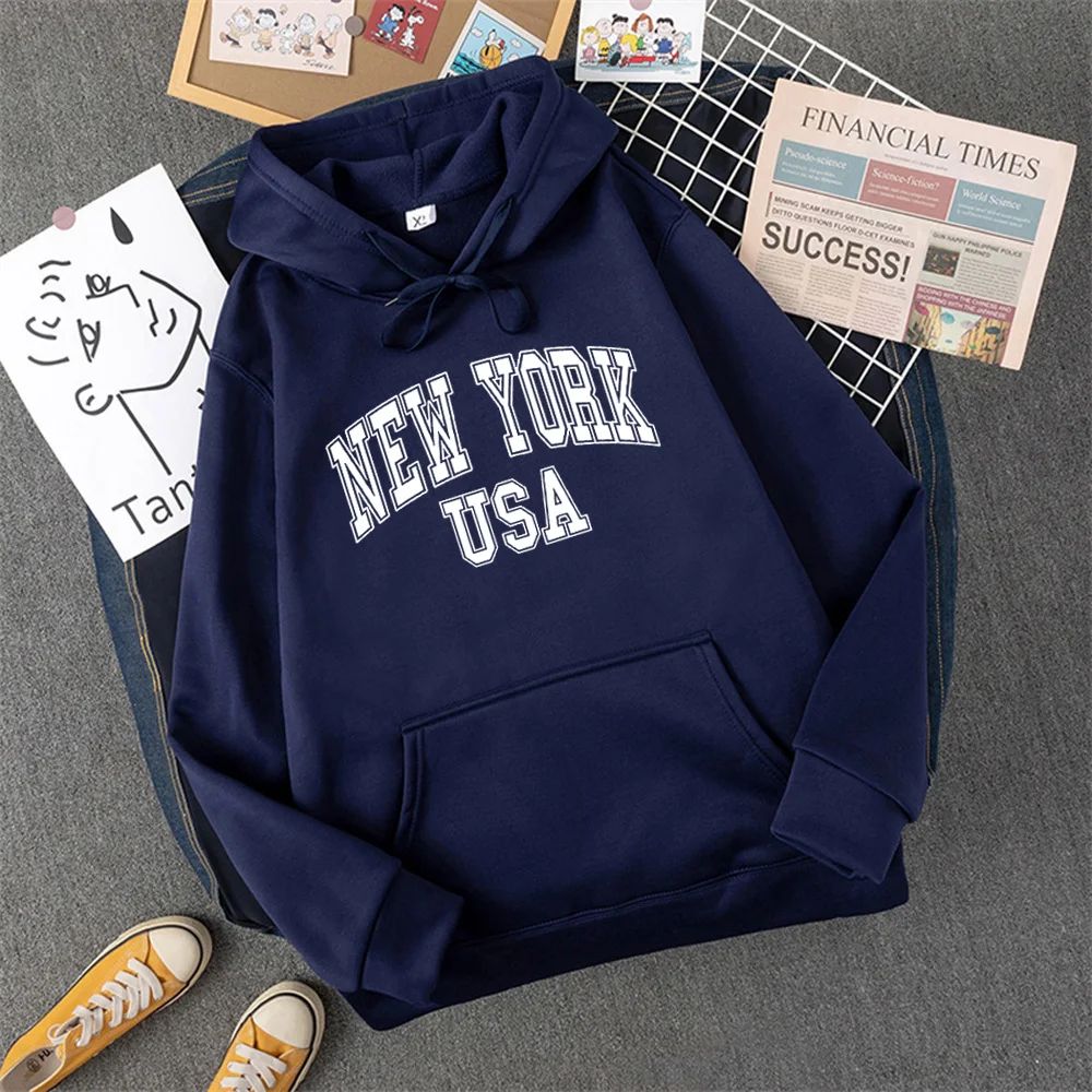 NEW YORK USA Women Hoody Street Casual Loose Sweatshirt Autumn Fleece Hooded Hip Hop O-Neck Clothing Female 2