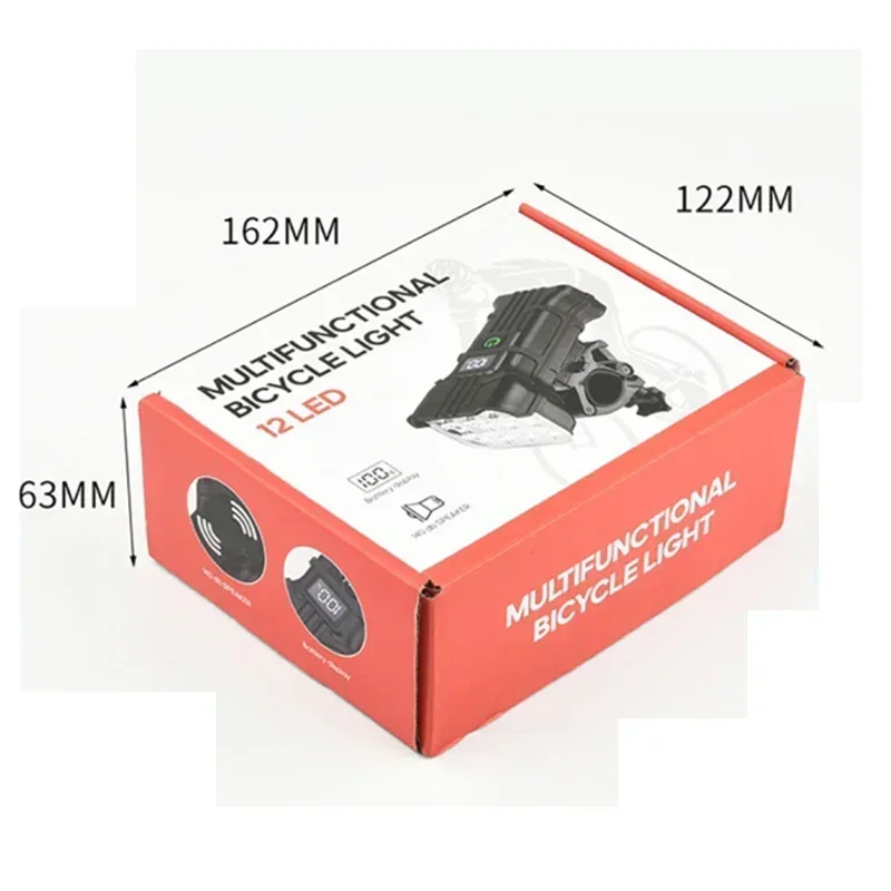 Bike Headlight 12 LED USB Rechargeable with Horn