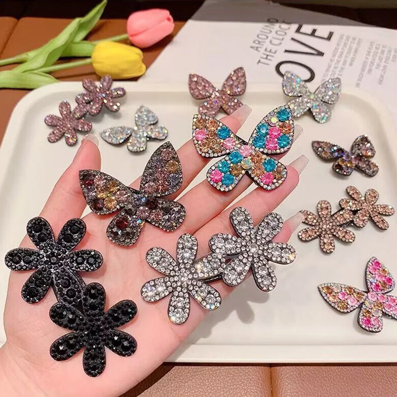 Neue Retro Strass Schmetterling Blume Haarnadeln Vintage BB Haar Clips Seite Clip Barrettes Kopfbedeckungen Für Frauen Kind Haar Zubehör – Detail 1