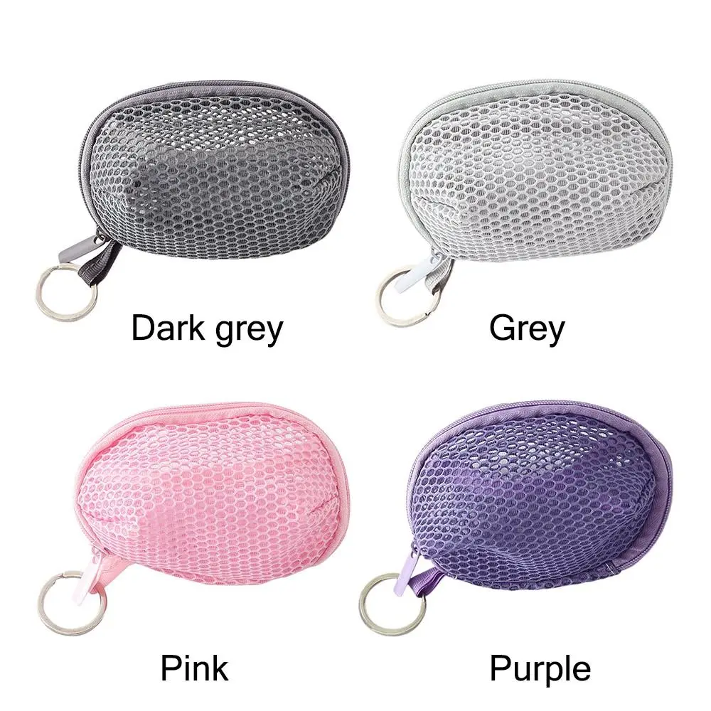 Portable Multicolor Data Cable Storage Bag Multipurpose Zipper Closed Mesh Makeup Bag Bluetooth Earphone 3D Coin Purse Unisex