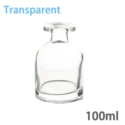 Elegant Glass Fragrance Diffuser Bottle - 100ml Home & Party Gift Essential Oil Container with Reed Sticks (Transparent)