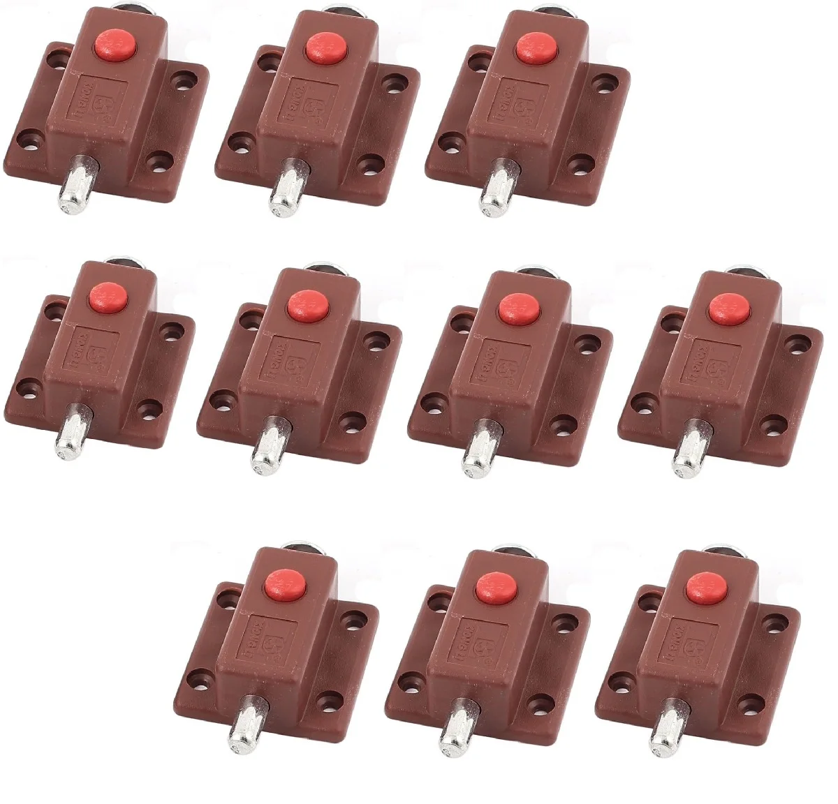 10 Pack Window Cabinet Push Button Spring Load Automatic Security Door Bolt Latches Sliding Locks Furniture Hardware Accessories