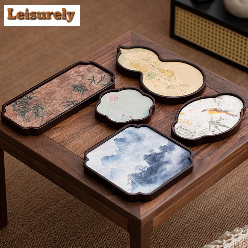 Cloud Yarn Double Stitch Bamboo Wooden Tea Tray Japanese Cuisine Table Coffee Storage Board Tea Furniture Dishes for Serving Cha