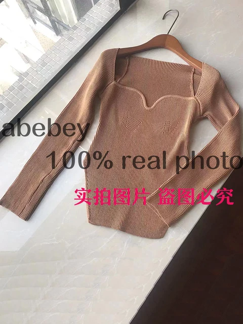 2022 new spring and summer fashion women clothes sqaure collar full sleeves elastic high waist sexy pullover WK080 6