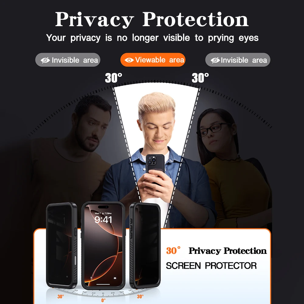 Set of 3 Easy Auto Install Anti-Spy Privacy Screen Protectors