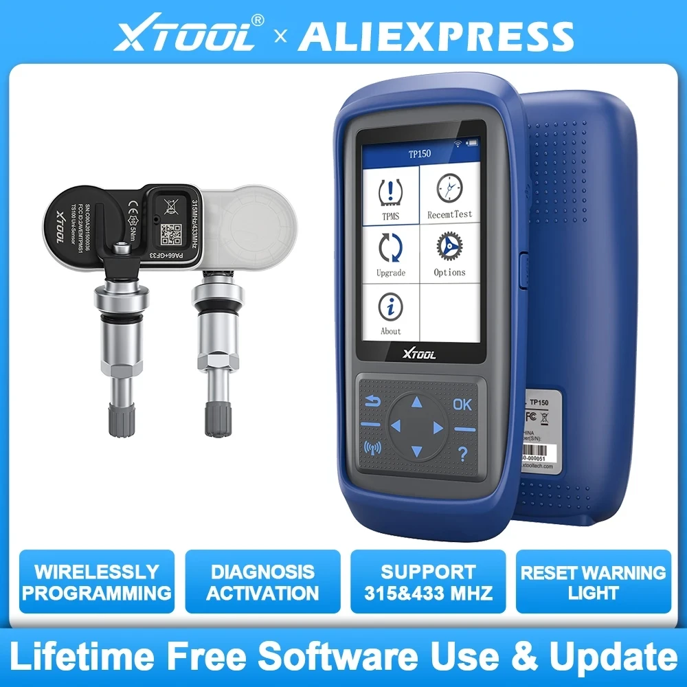 2025 XTOOL TP150 TPMS TS100 Programming Tire Sensor Relearn Reset Activate Tool