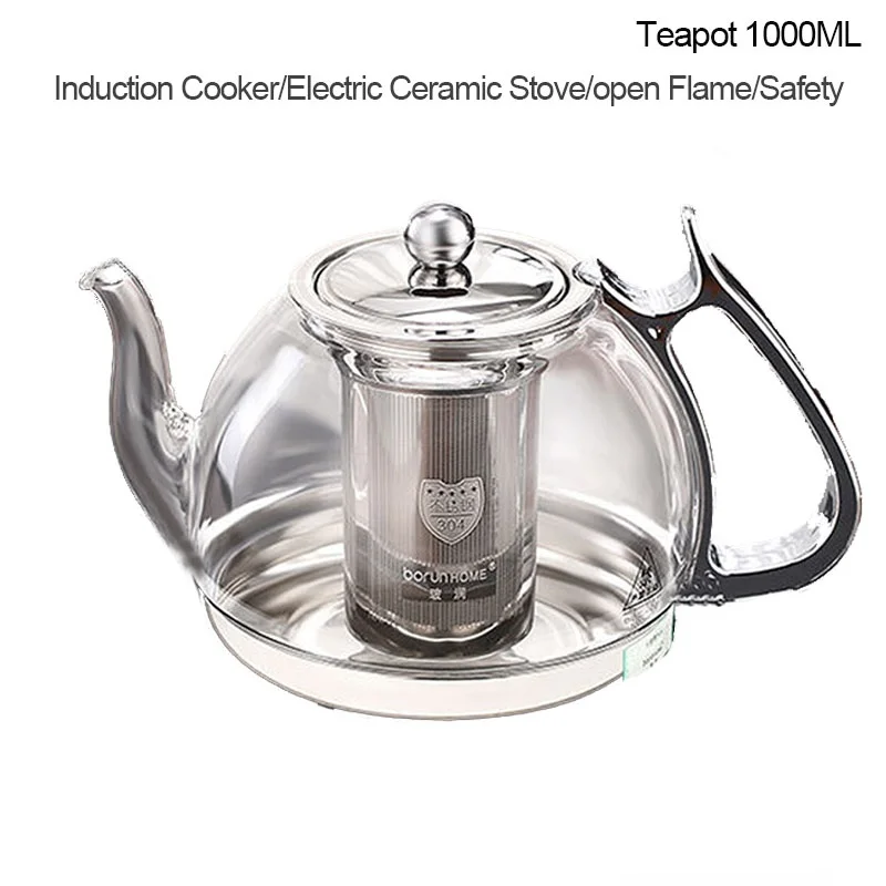 Glass Teapot for Gas Stove Induction Cooker Stainless Steel Teapot Base  Teapot Filter Heat Resistant Flower Tea Coffee Heater - AliExpress