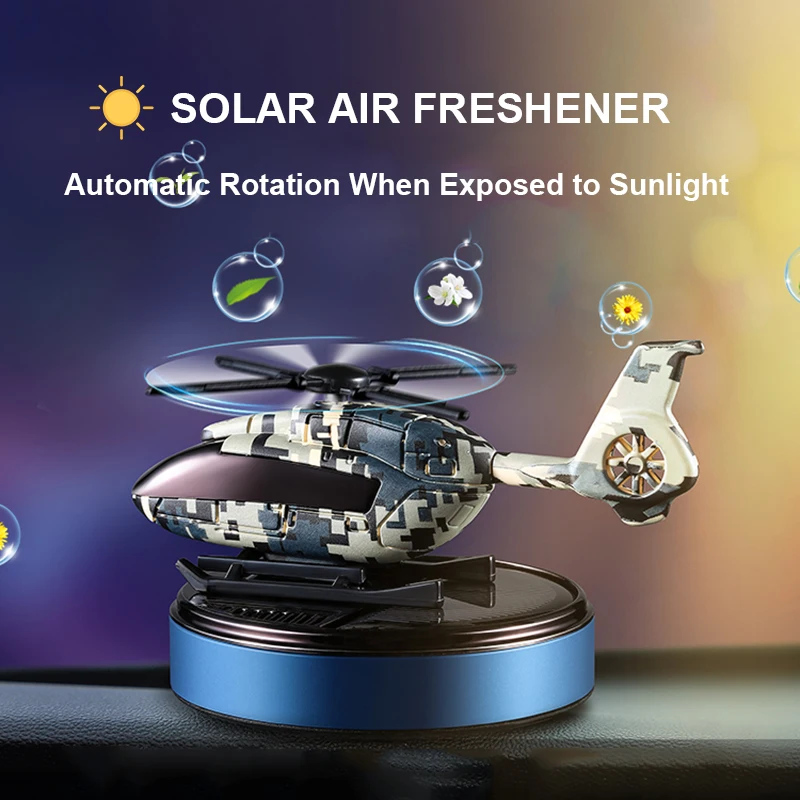SEAMETAL Solar Auto Lufterfrischer Automatische Rotation Dashboard Duft  Camouflage Hubschrauber Ätherisches Öl Diffusor Ornamente - AliExpress