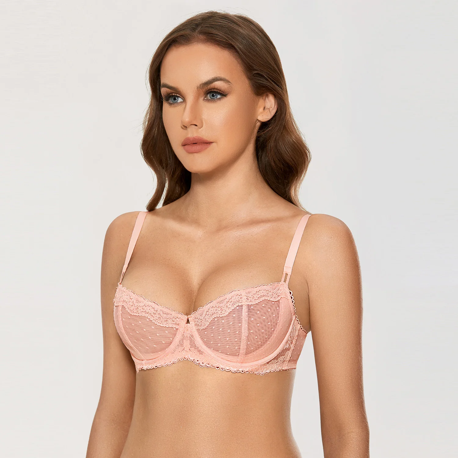 Dobreva Women's Sexy Lace Bra Transparent Underwire Balconette Unlined Demi  Sheer Plus Size Bralette - Bras - AliExpress