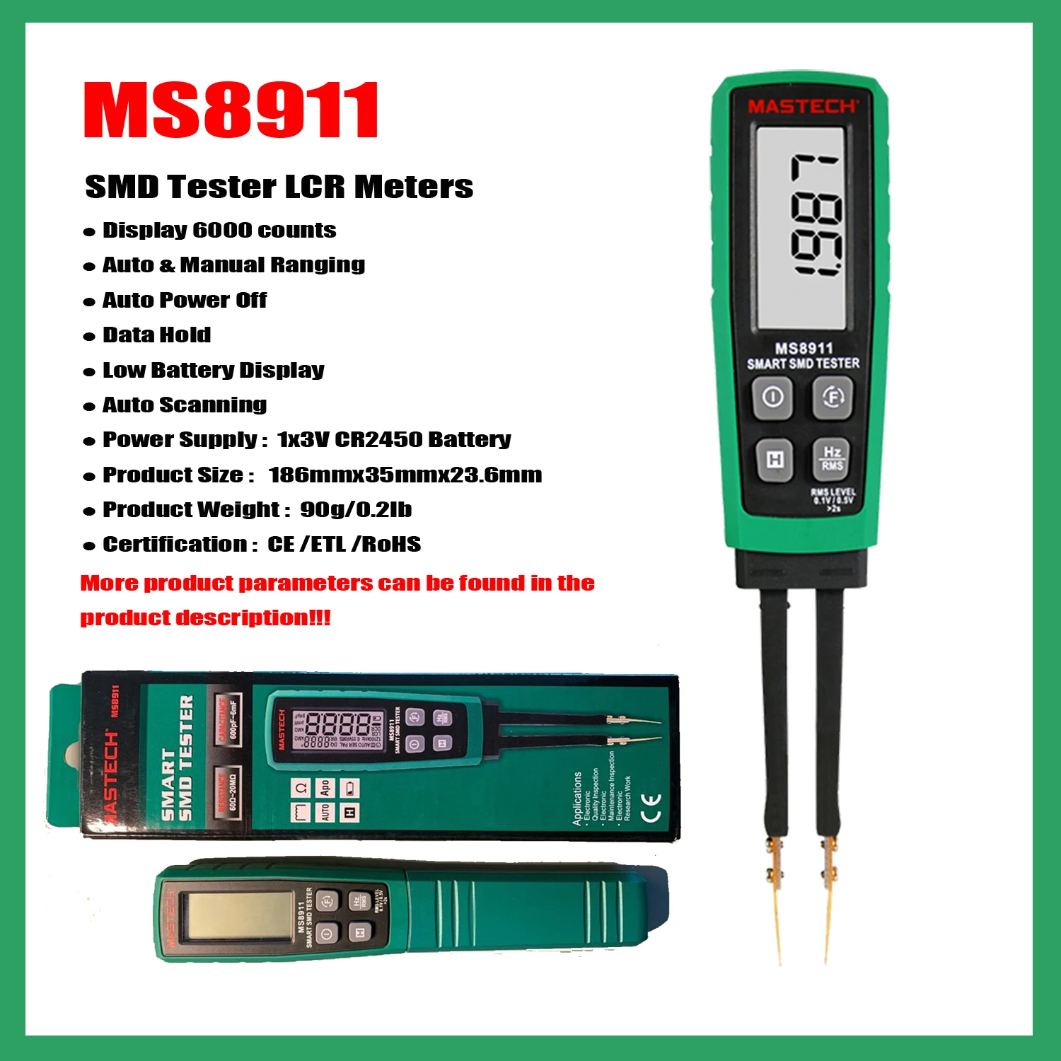Smart SMD RC Resistance Multi Meter Digital SMD Tester Continuity Checking Function Auto Scan digital multimeter